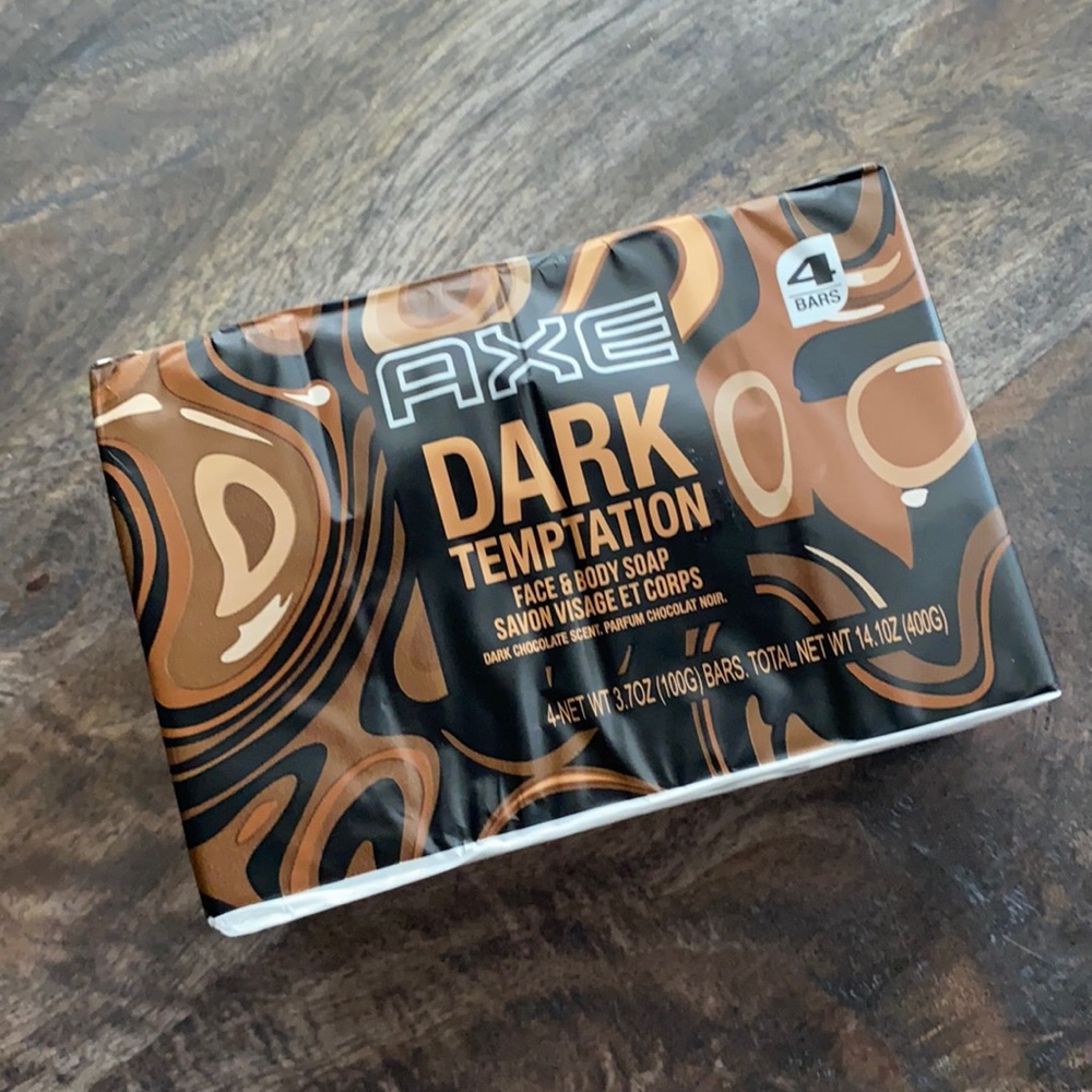4pk Men’s Axe Dark Temptation Face & Body bar soap strong dark chocolate new